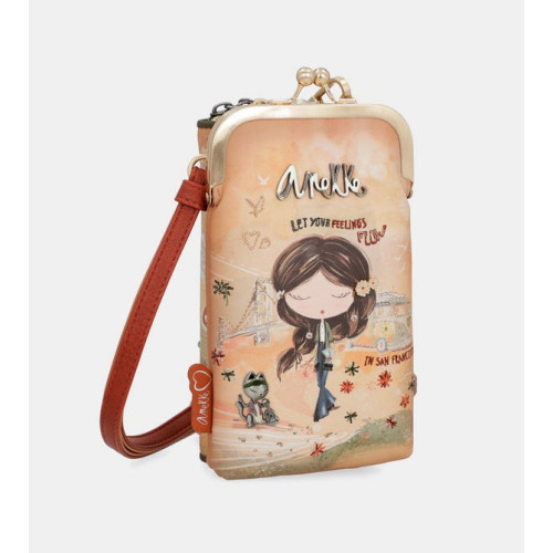 Bolso billetero 3 en 1 RFID Peace & Love Camel - 38803-909