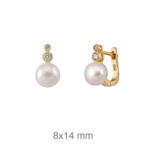Pendientes plata chapada perla natural - 162-PEN-P197P