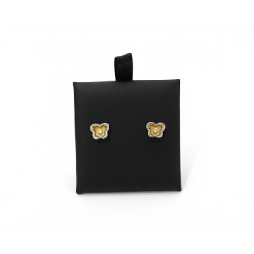 Pendientes mariposa bicolor oro 18k - 6880