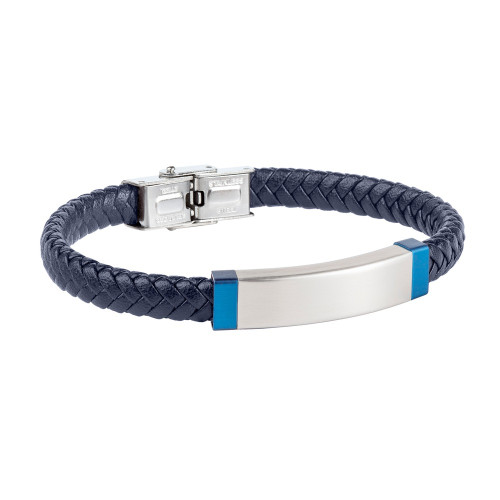 Pulsera piel trenzada azul