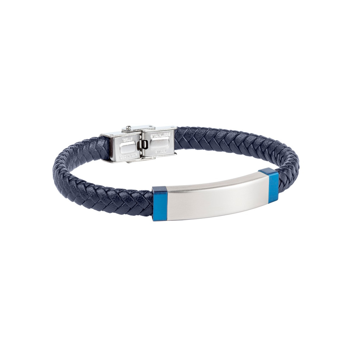 Pulsera piel trenzada azul
