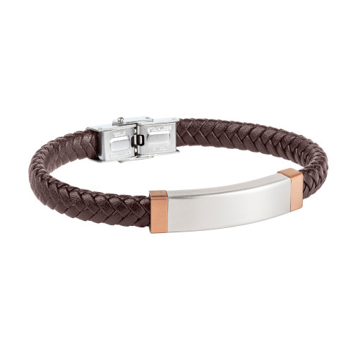 Pulsera piel trenzada marrón