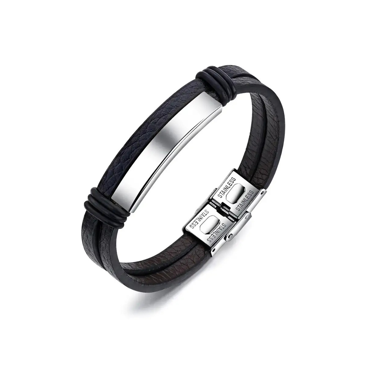 Pulsera piel y acero Pulsera piel y acero