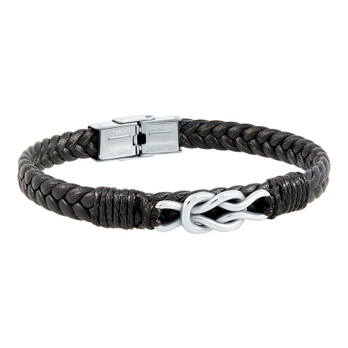 Pulsera piel trenzada negra