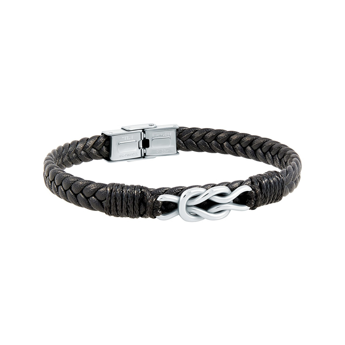 Pulsera piel trenzada negra